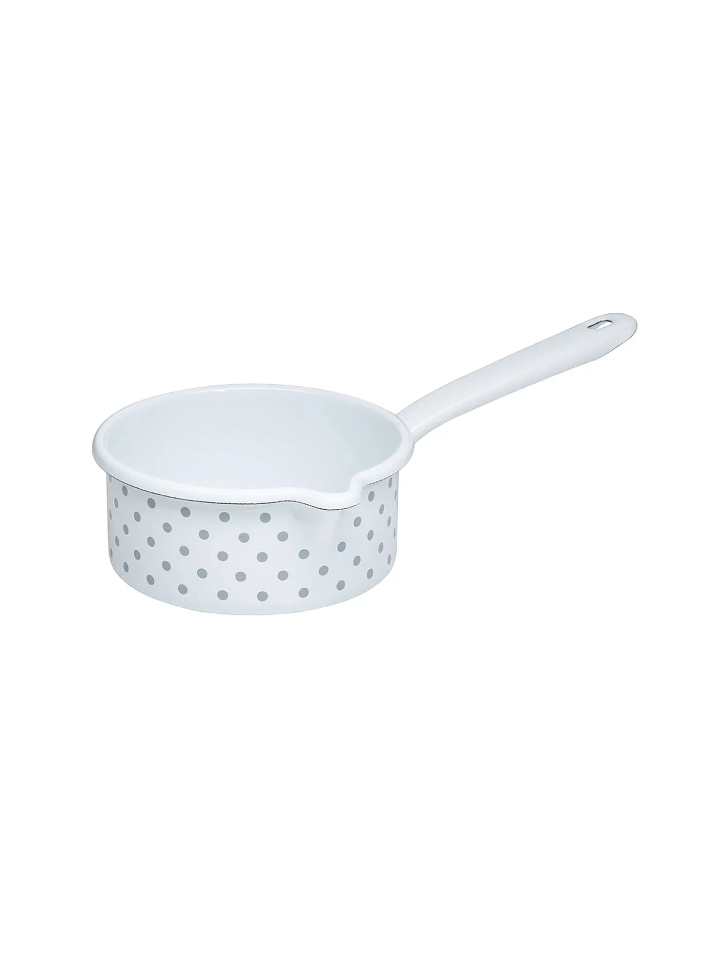 RIESS | Stielkasserolle mit Ausguss 14cm / 0,75l Pünktchen Grau | 
